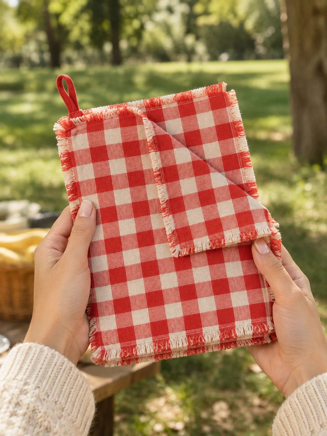 Big Gingham Picnic Cloth folded