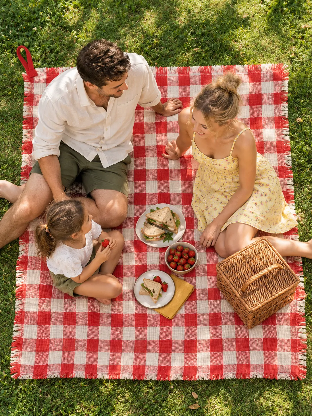 Big Gingham Picnic Cloth on a laid weekend table