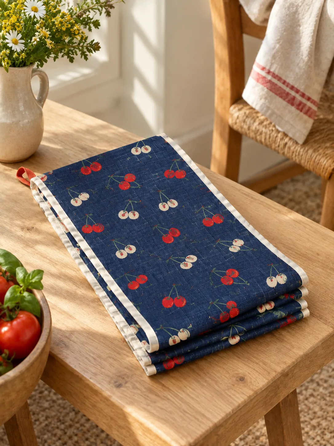 Cherry Market Table Runner folded