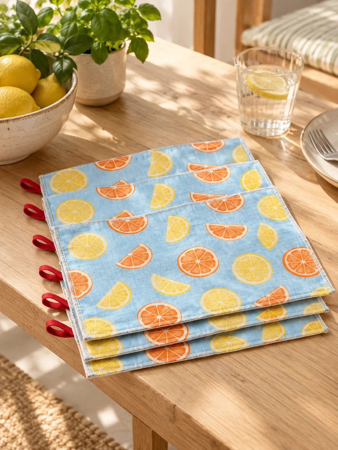 Citrus Slice Placemats, Set of 4 folded
