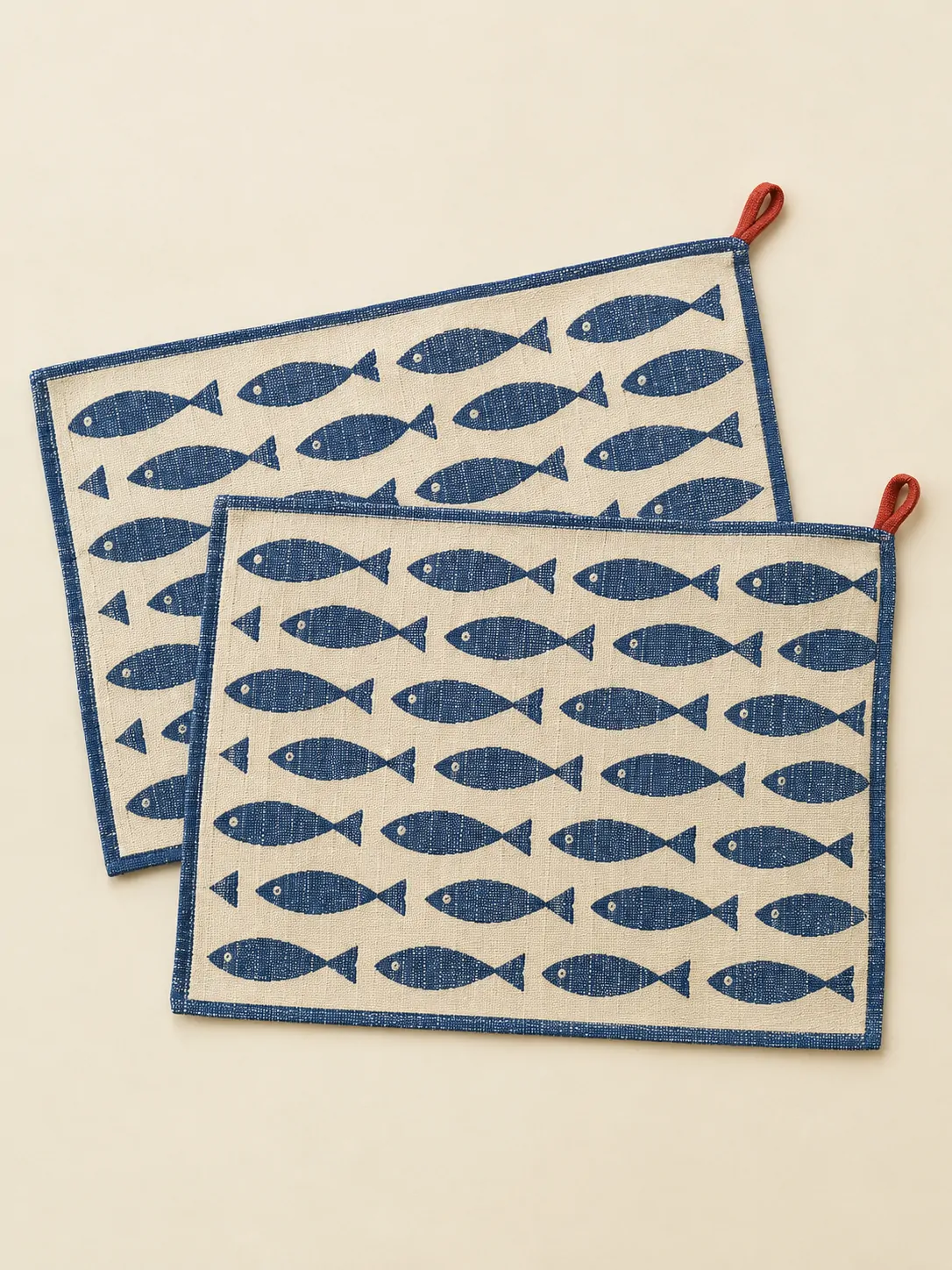 Fish Supper Placemats, Set of 2 laid flat, showing every piece in the set