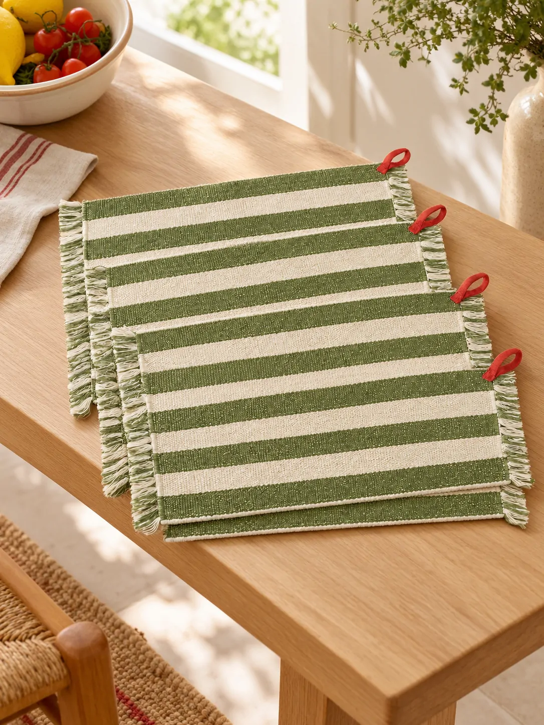 Fringe Stripe Placemats, Set of 4 folded