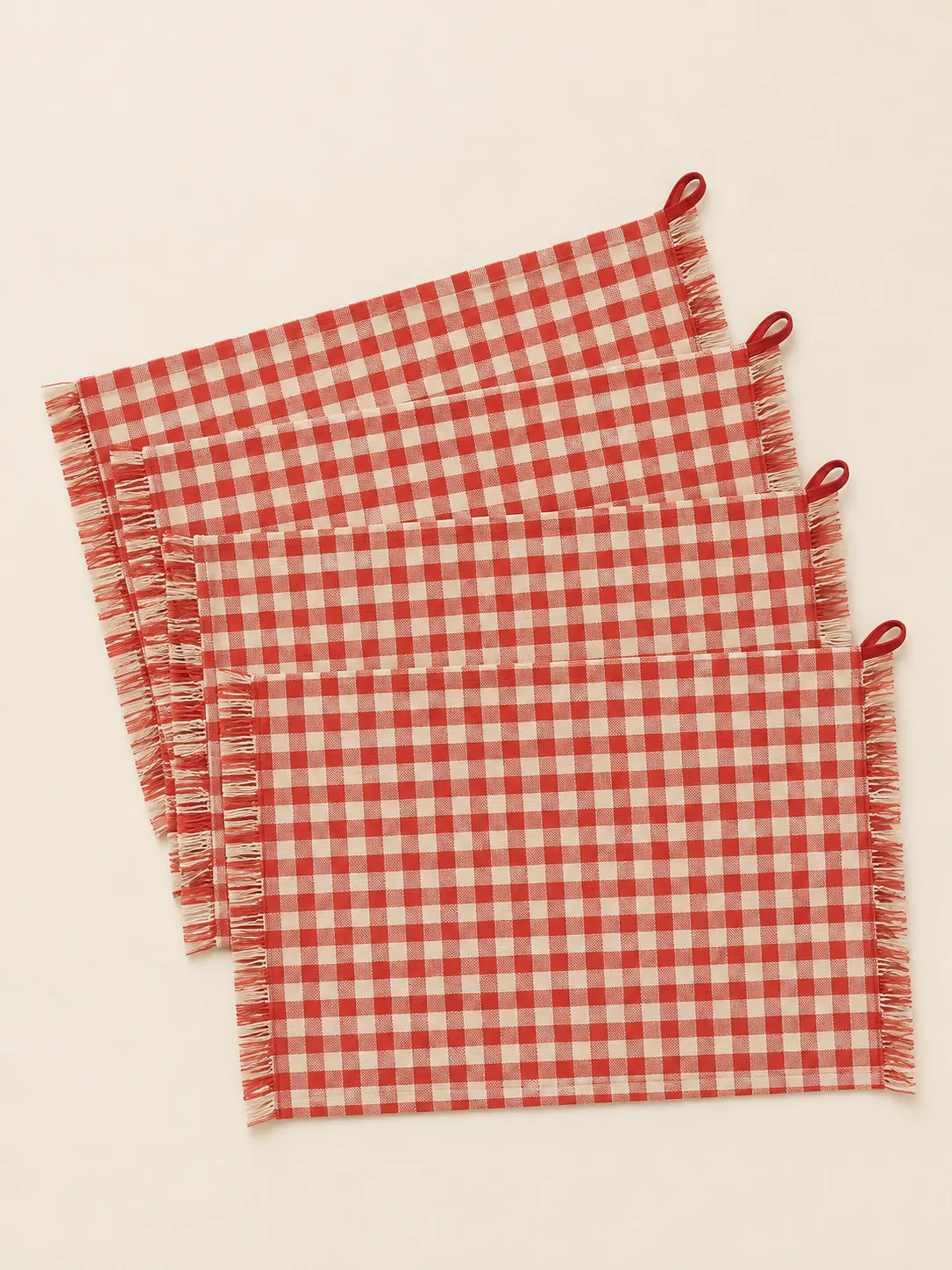 Gingham Placemats, Set of 4 laid flat, showing every piece in the set