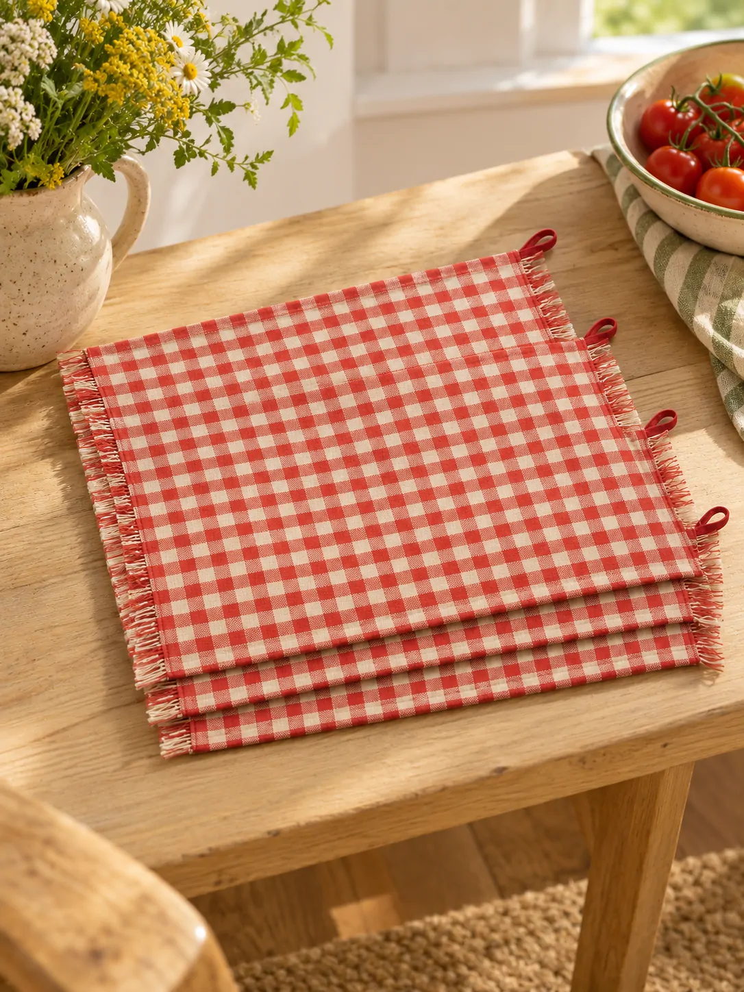 Gingham Placemats, Set of 4 folded