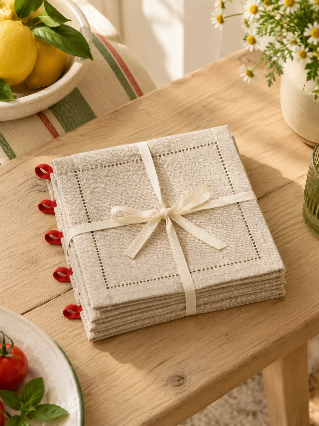 Hemstitch Napkins, Set of 4 folded