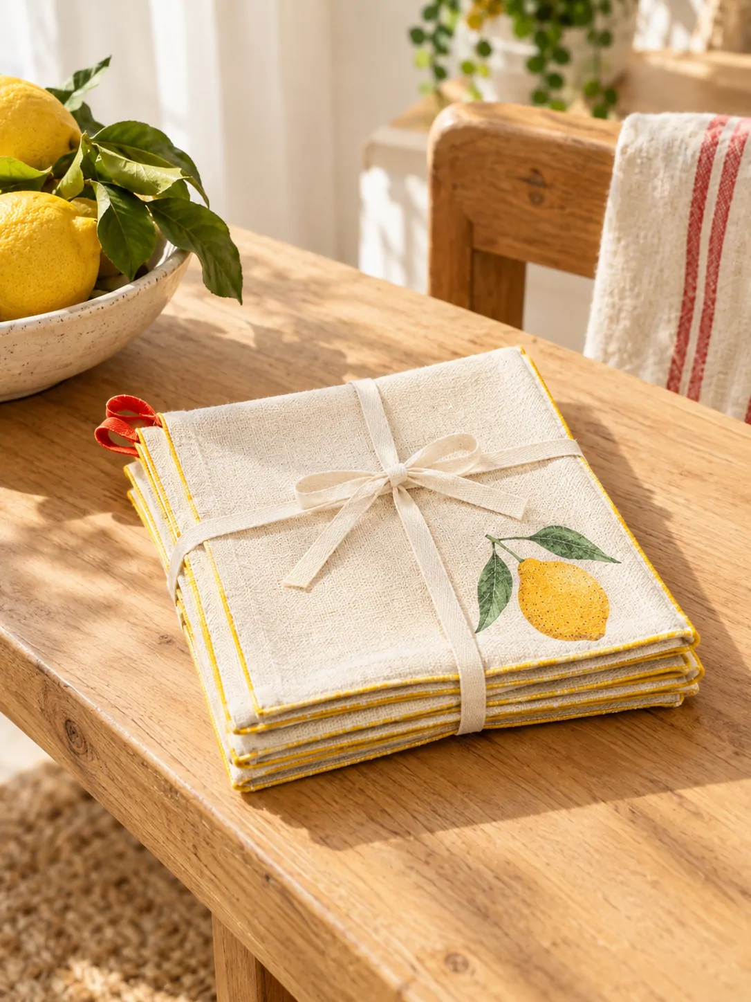 Lemon Corner Napkins, Set of 4 folded