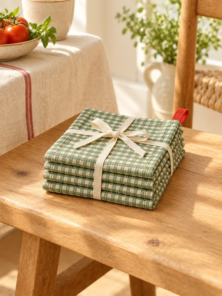 Mini Check Napkins, Set of 4 folded