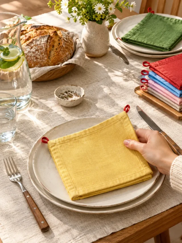 Mismatched Napkins, Set of 6 on a laid weekend table