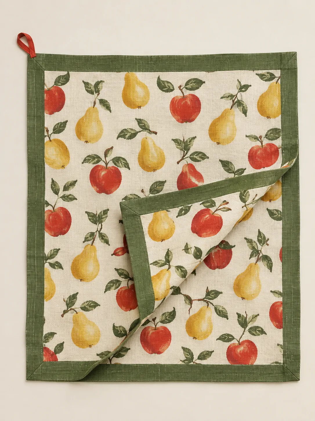 Orchard Print Tablecloth laid flat, showing every piece in the set