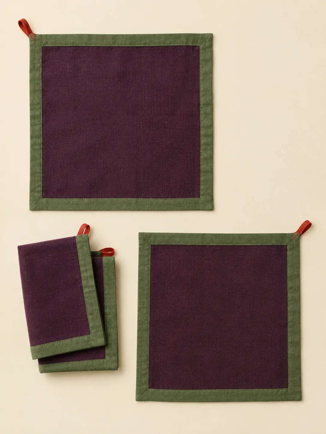 Oversized Napkins, Set of 2 laid flat, showing every piece in the set