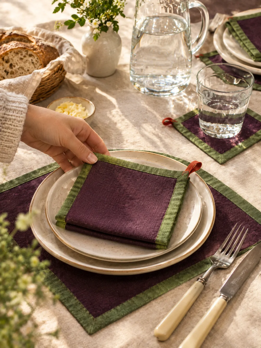 Oversized Napkins, Set of 2 on a laid weekend table