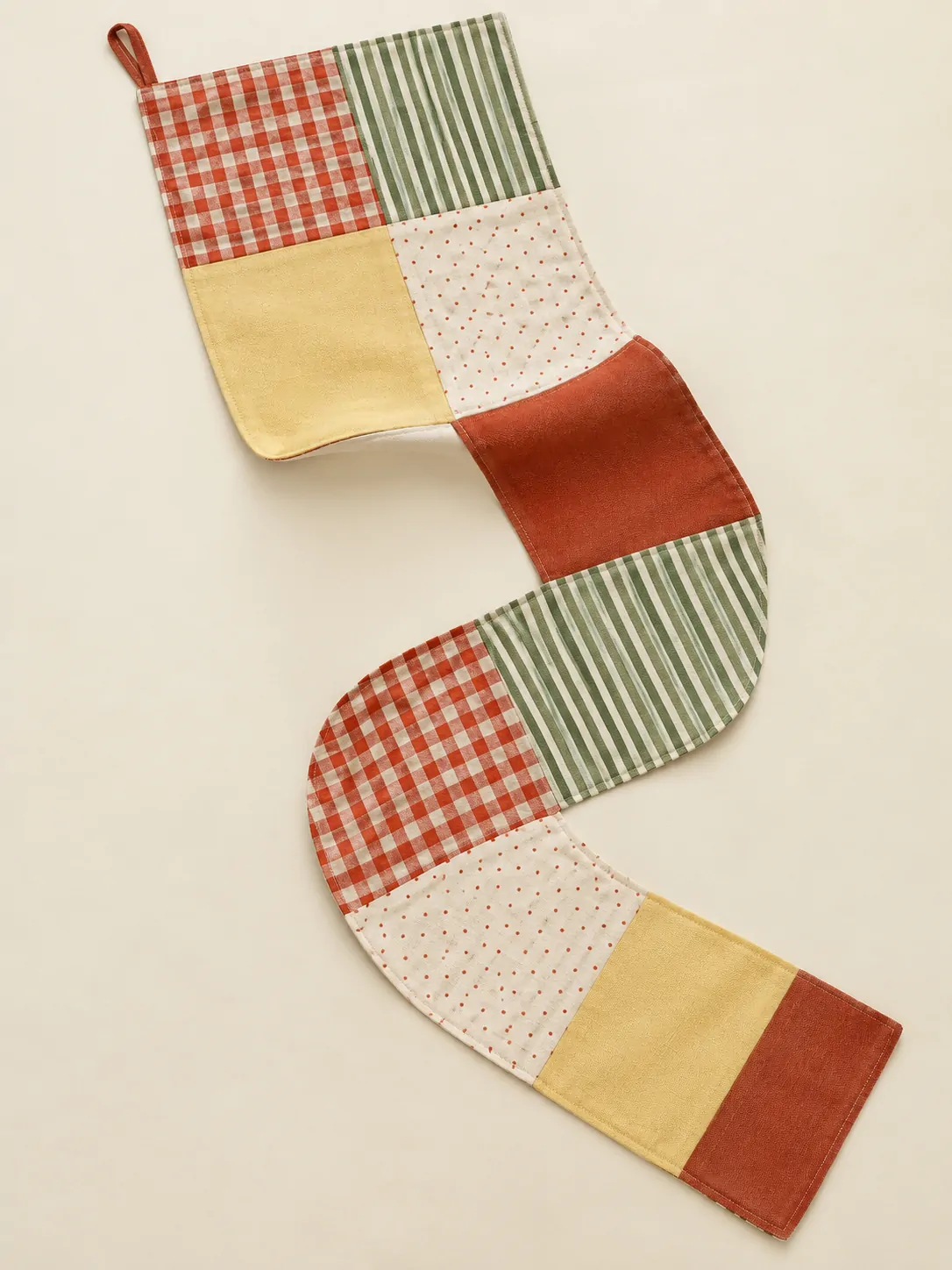 Patchwork Picnic Table Runner laid flat, showing every piece in the set