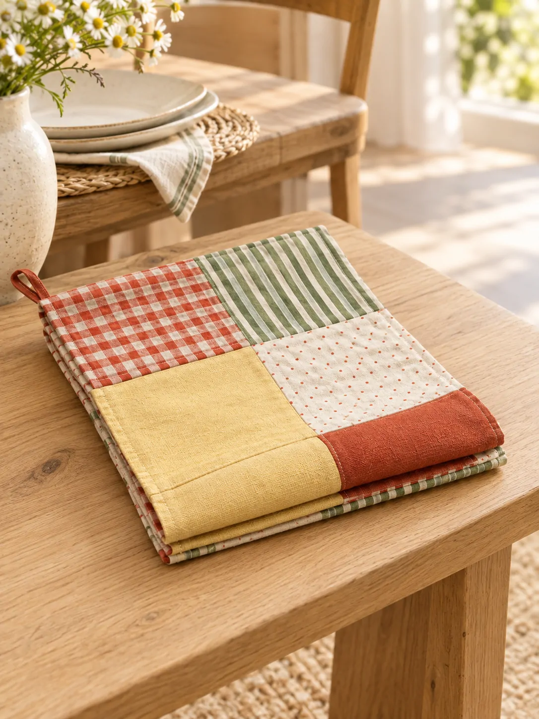 Patchwork Picnic Table Runner folded