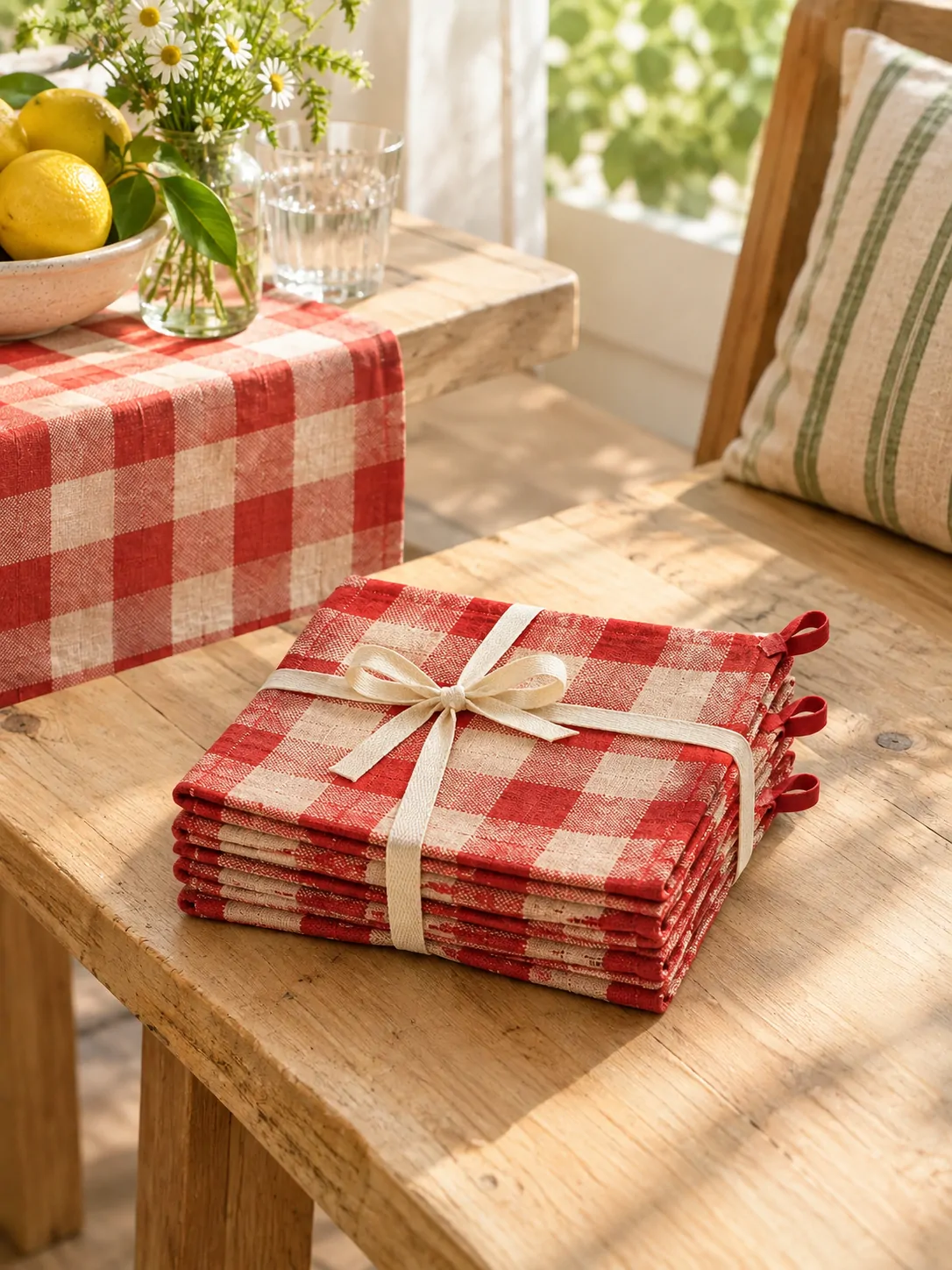 Picnic Check Napkins, Set of 8 folded