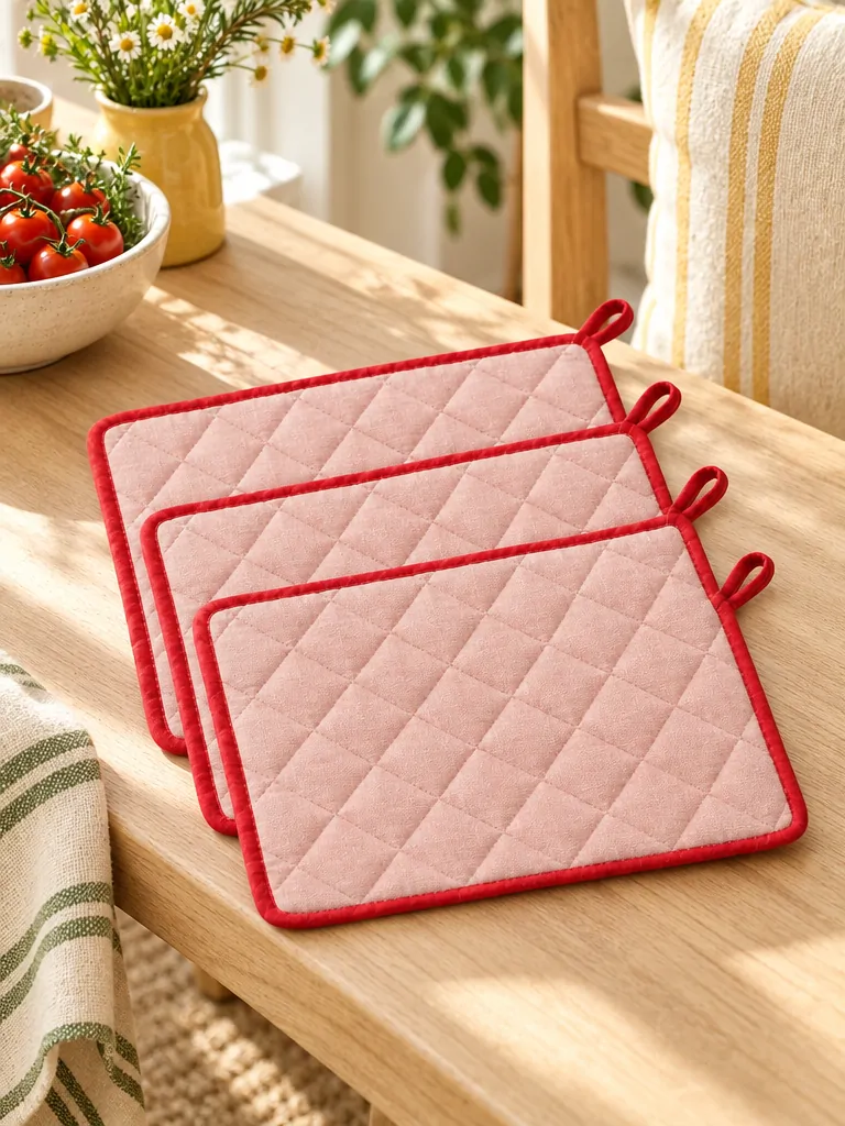 Quilted Diamond Placemats, Set of 4 folded