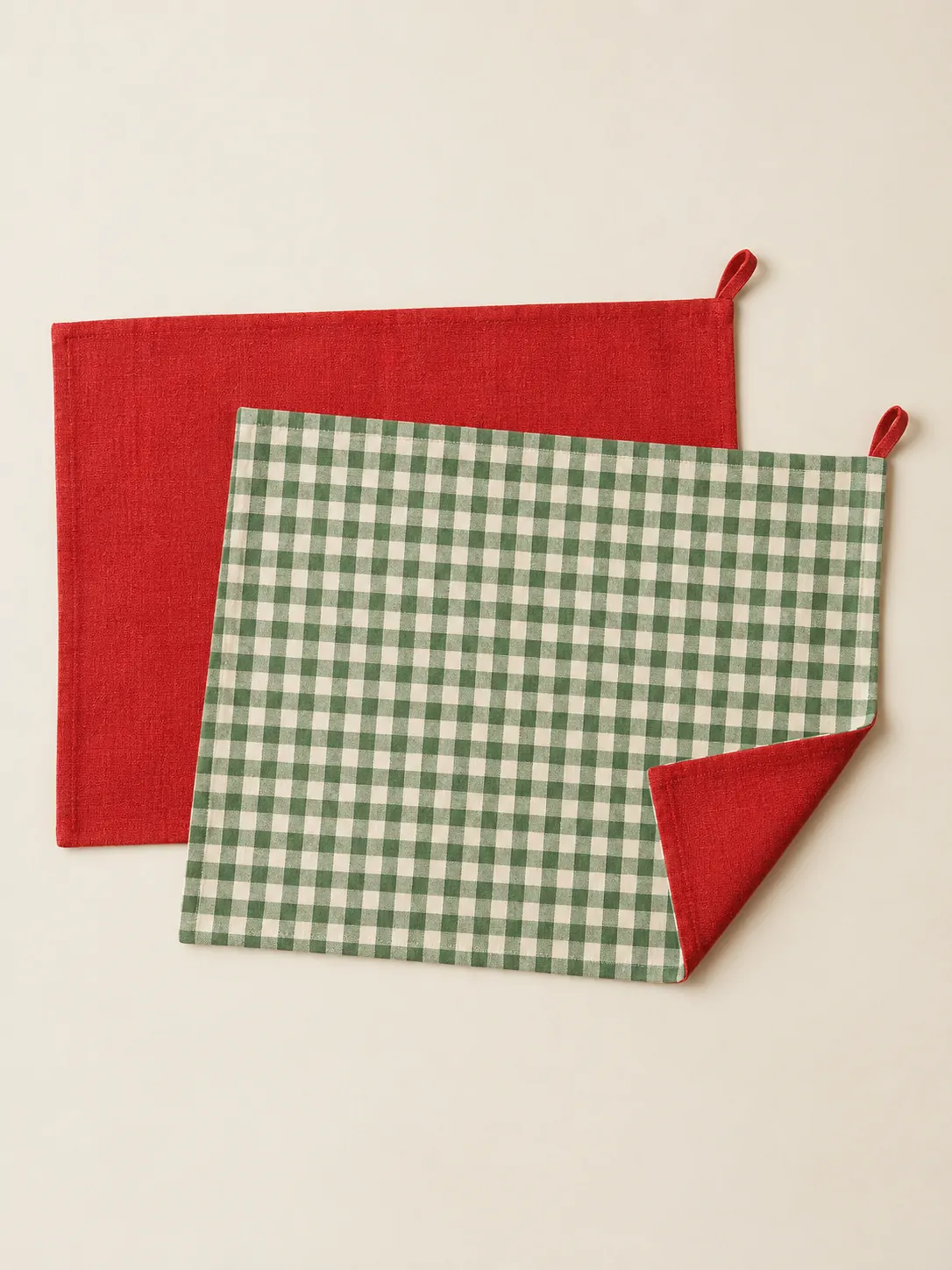 Reversible Placemats, Set of 2 laid flat, showing every piece in the set