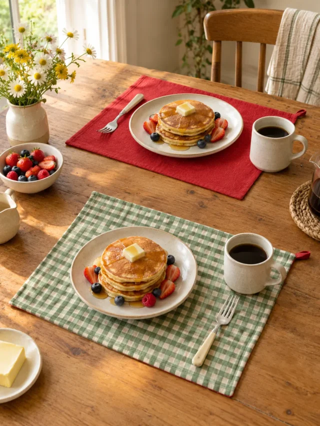Reversible Placemats, Set of 2 on a laid weekend table