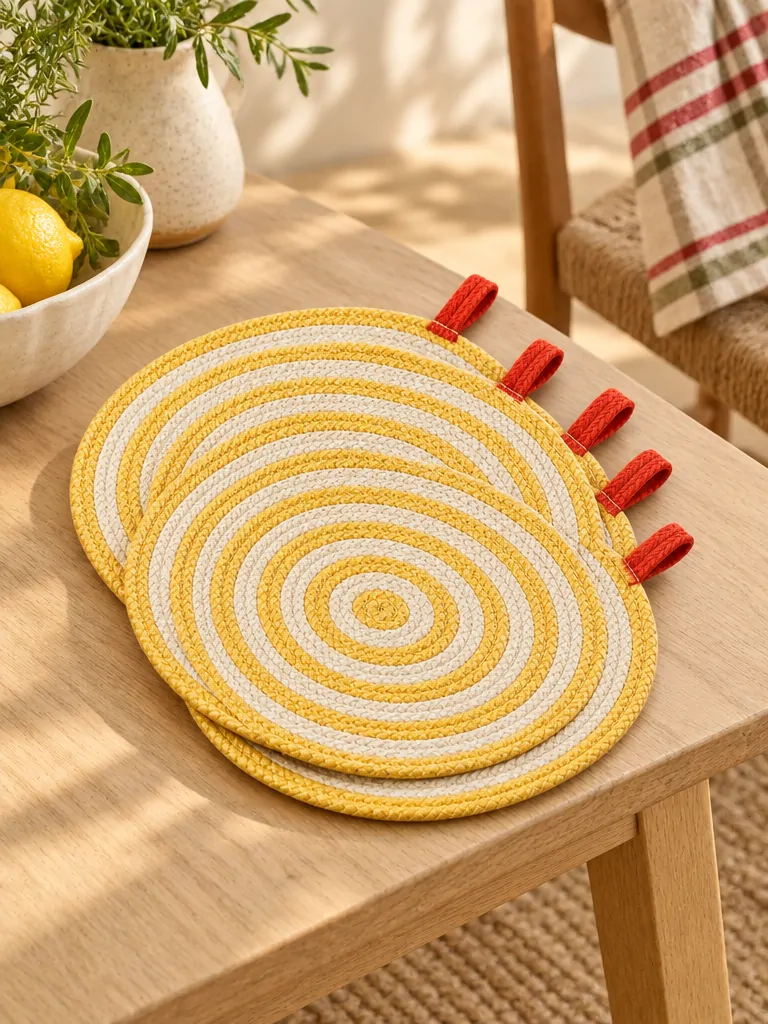 Round Braided Placemats, Set of 4 folded