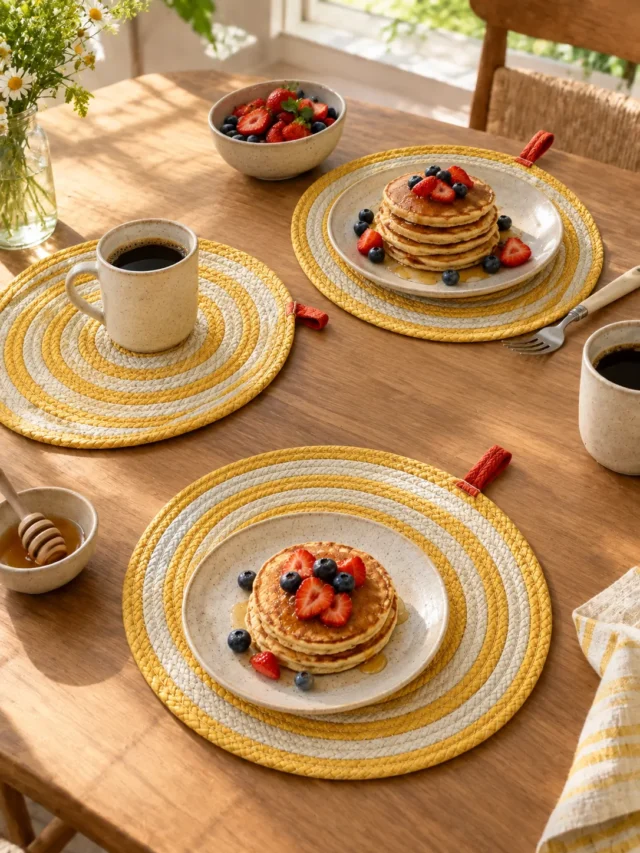 Round Braided Placemats, Set of 4 on a laid weekend table