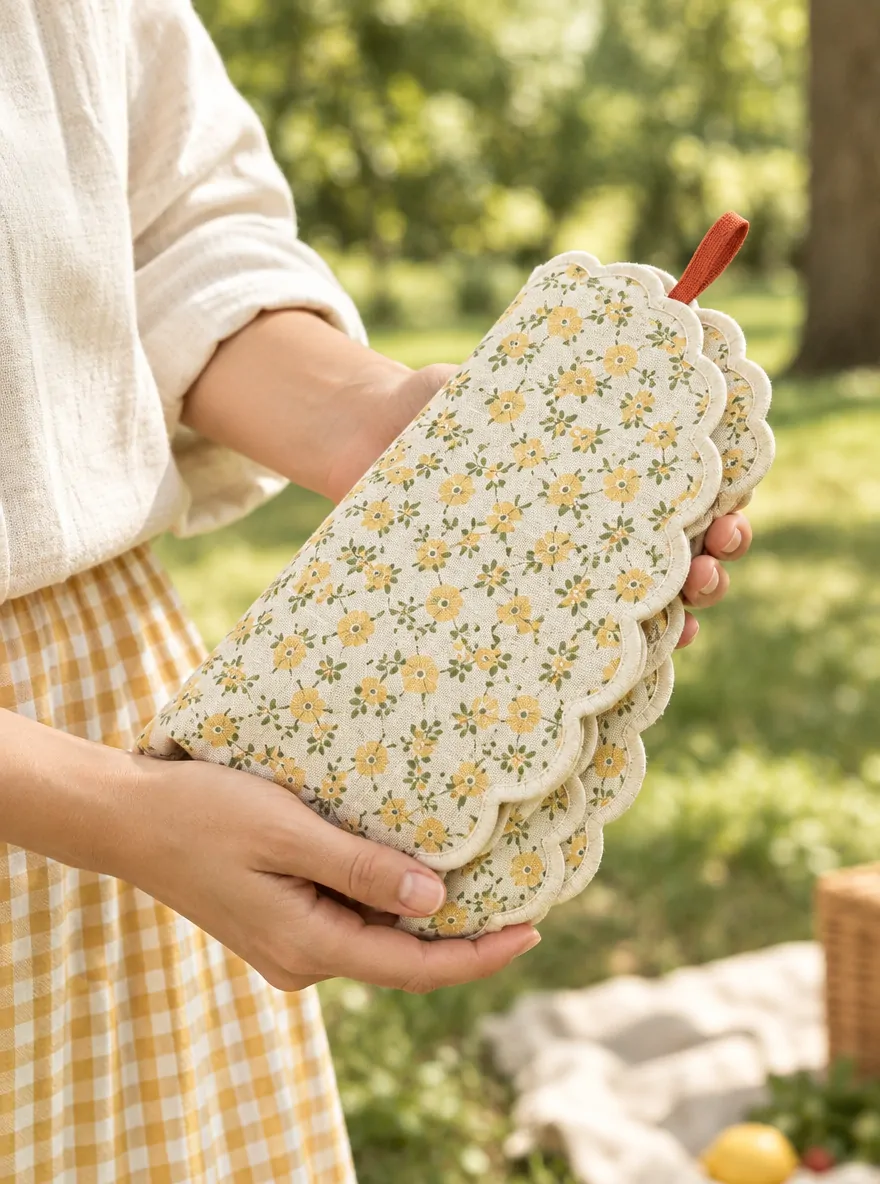 Round Garden Tablecloth folded