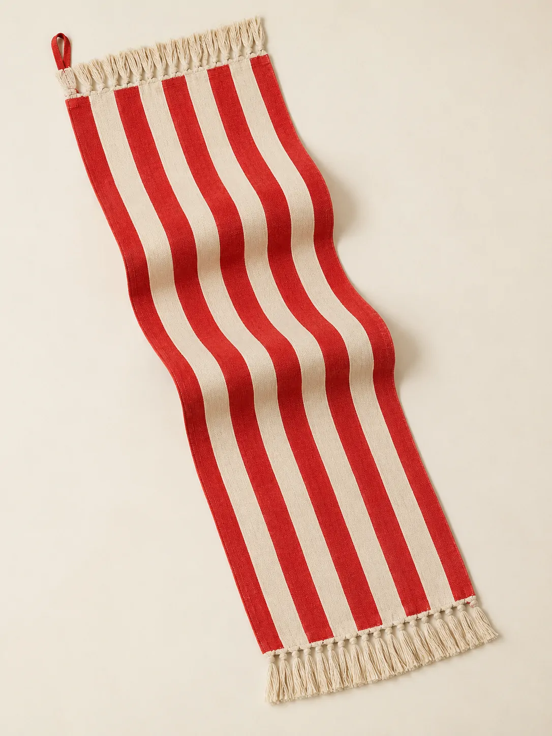 Saturday Stripe Table Runner laid flat, showing every piece in the set