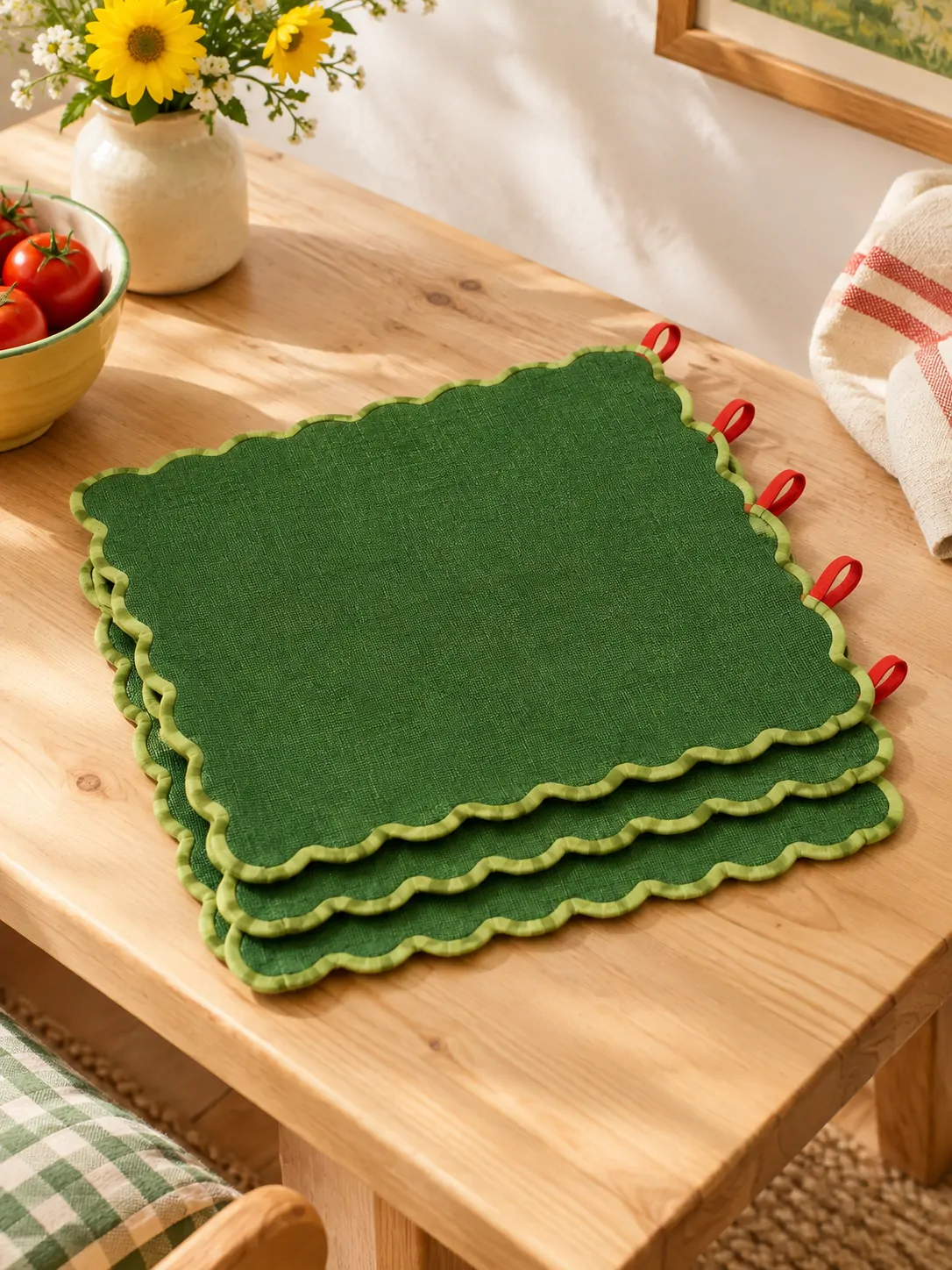 Scallop Placemats, Set of 4 folded