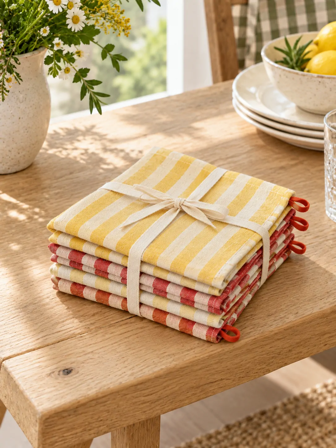 Stripe Duo Napkins, Set of 4 folded