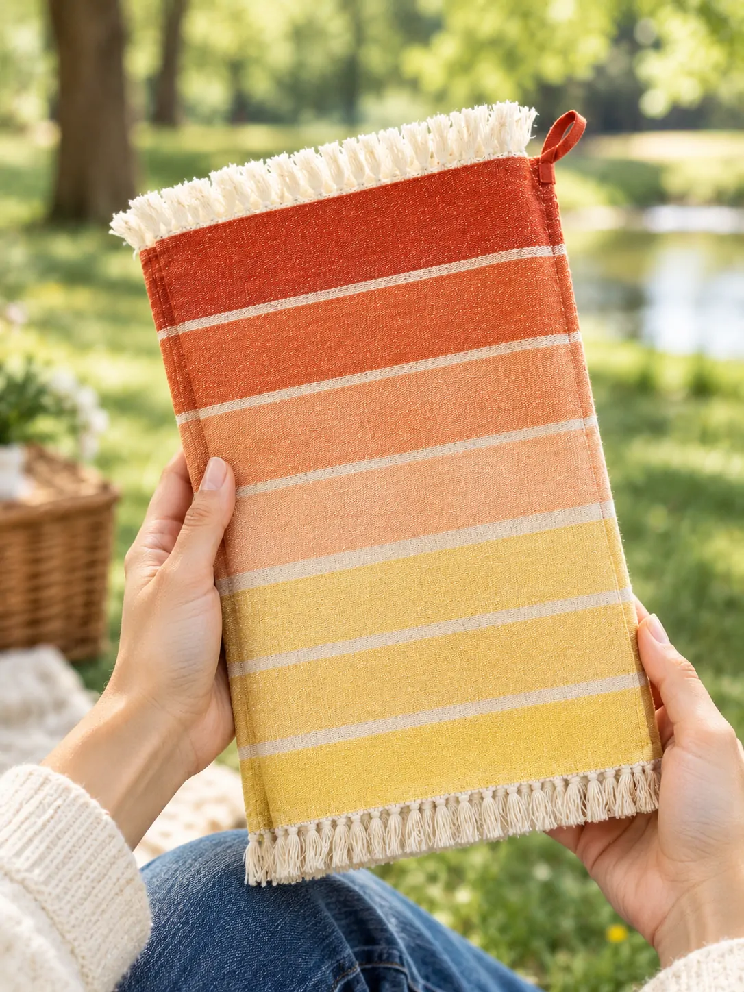 Sunset Stripe Picnic Cloth folded