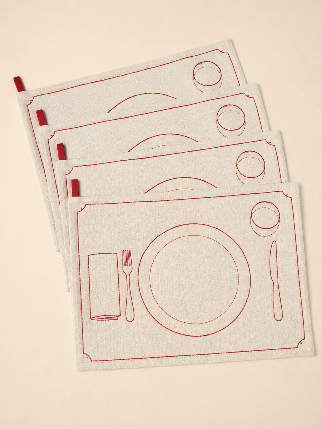 Table Map Placemats, Set of 4 laid flat, showing every piece in the set