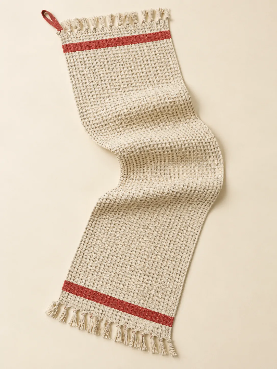 Waffle Weave Table Runner laid flat, showing every piece in the set