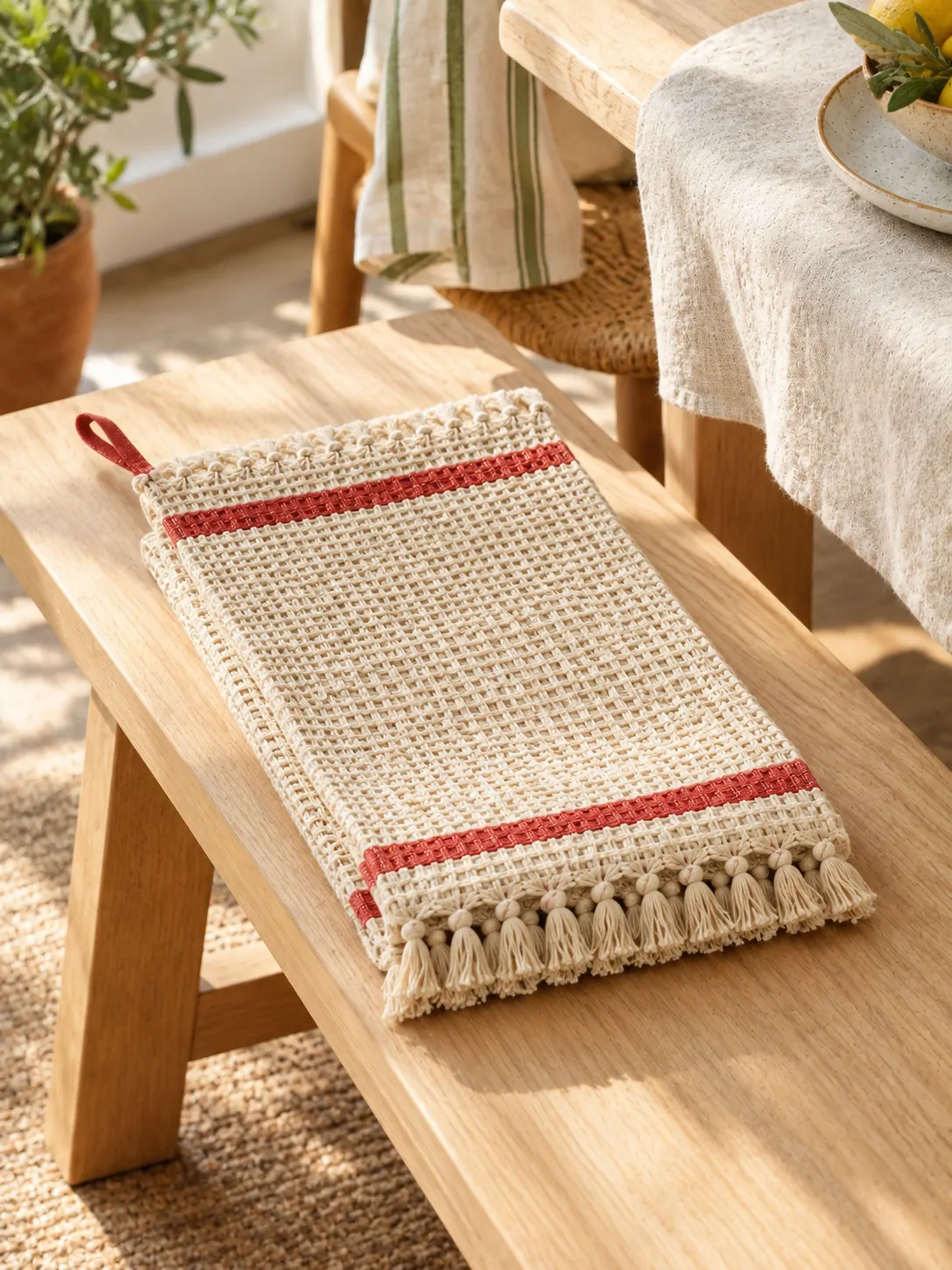 Waffle Weave Table Runner folded